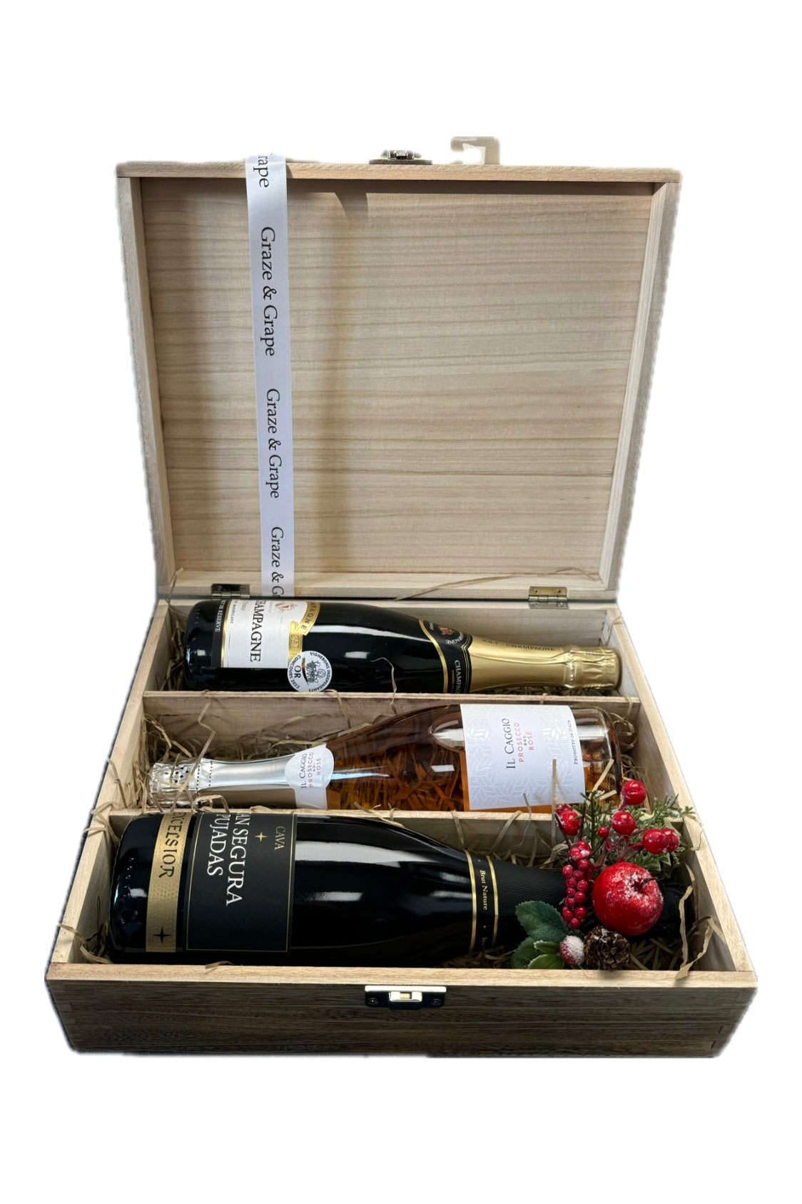 Celebration Fine Wine Trio Gift Box. Champagne, Cava & Prosecco