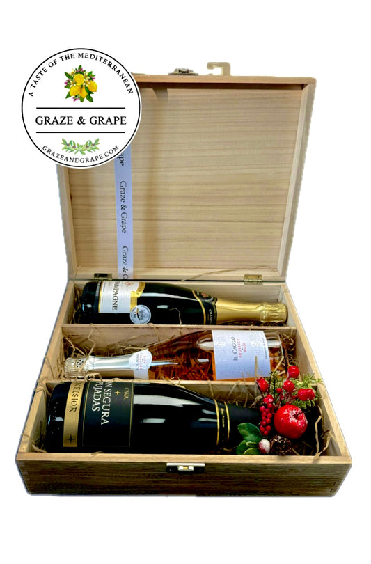 Celebration Fine Wine Trio Gift Box. Champagne, Cava & Prosecco